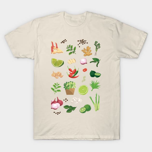 Tropical Vegetable Pattern T-Shirt by KewaleeTee